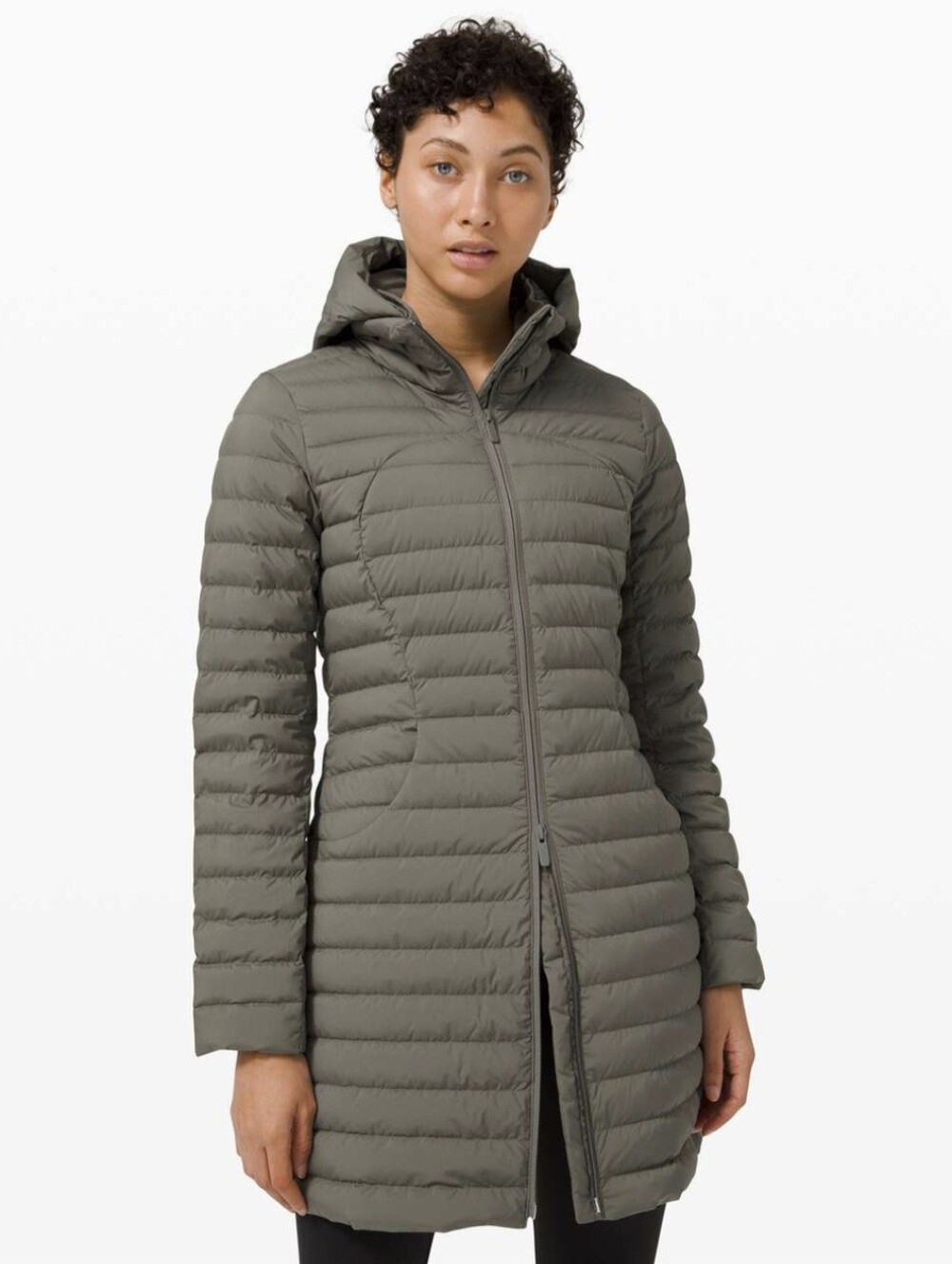 Lululemon Pack It Down Jacket Long Grey Sage Down Puffer Parka Goose Down Sz 10